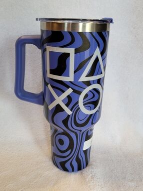 PlayStation Classic Icons 40 oz. Tumbler Travel Mug - Purple New - Missing Straw